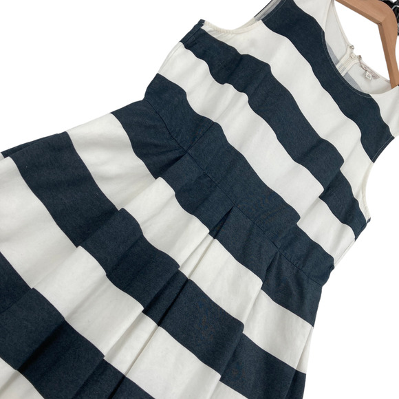 Gap Sheath Dress Women Size 14 White Gray Striped Sleeveless Round Neck Back Zip - Picture 5 of 16